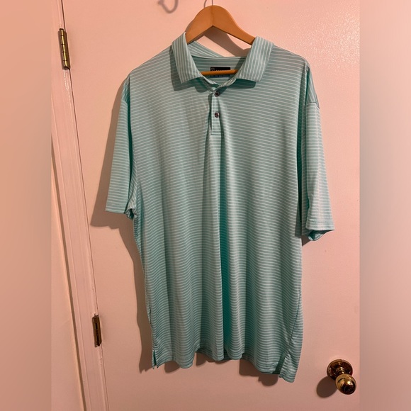 PGA Tour Polo | Pale Teal and white Striped | Size XXL - Picture 2 of 10